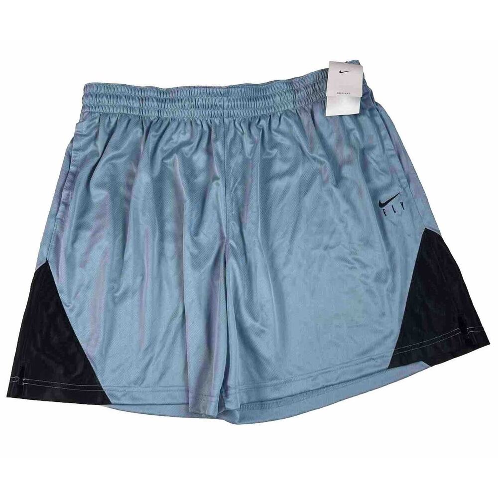 Nike NWT XXL $50 Women Dri-FIT Swoosh Fly Crossover Sky Blue Basketball Shorts